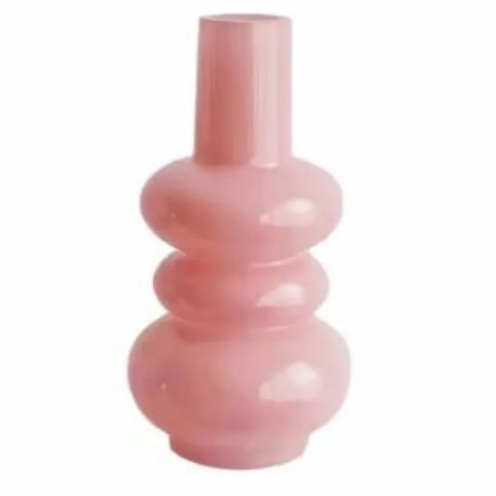 Anthropologie Pink Bubble Glass Vase Sculptural Modern Decor NWOT
